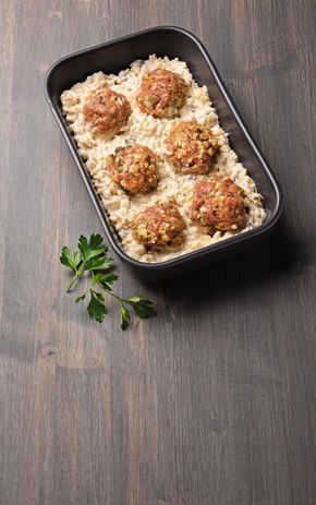 Les Boulettes forestières accompagnées de risotto