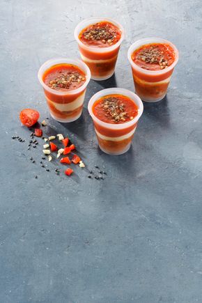 Les Verrines chorizo, poivron et fromage de brebis