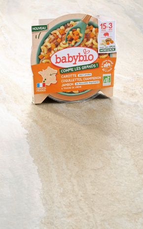 Assiette de Carottes, coquillettes, champignon et jambon BIO - dès 15 mois
