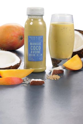 Le Smoothie mangue, coco et avoine graine de lin