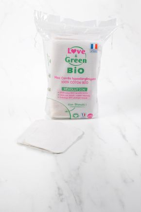 Les Cotons bio maxi carrés hypoallergéniques  "Love&Green"