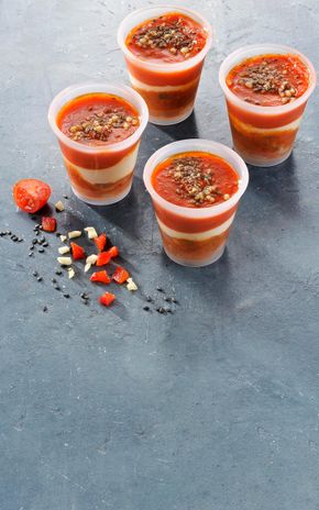 Les Verrines chorizo, poivron et fromage de brebis