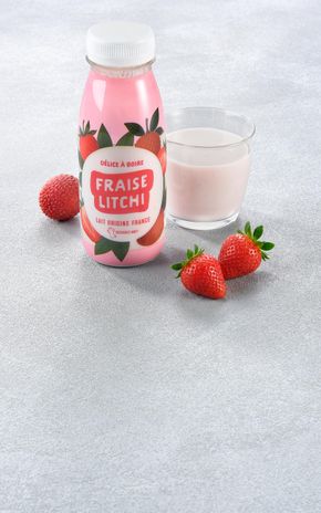 Le Yaourt à boire à la fraise et litchi