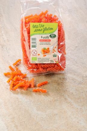 Les Fusilli de lentilles corail  BIO et sans gluten