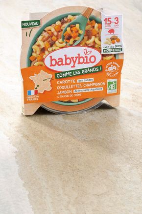Assiette de Carottes, coquillettes, champignon et jambon BIO - dès 15 mois