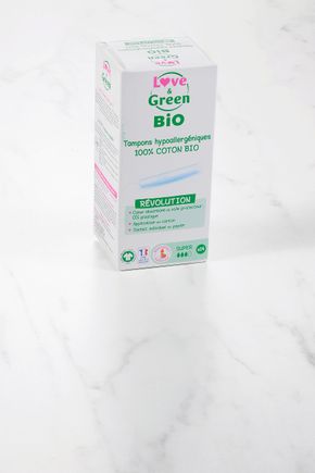 Les Tampons 100% coton BIO avec applicateur SUPER "Love&Green"