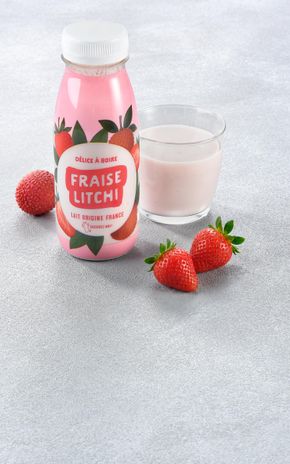 Le Yaourt à boire à la fraise et litchi