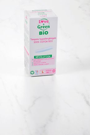 Les Tampons 100% coton BIO avec applicateur NORMAL "Love&Green"