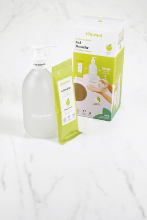 Le Gel douche pomme verte kit découverte, 1 bouteille + 1 recharge "Pimpant"