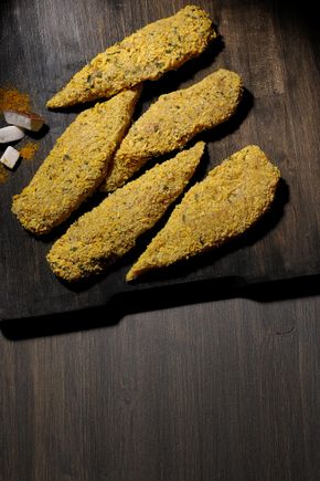 Les Aiguillettes de poulet panées sauce curry coco