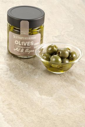 Les Olives dénoyautées à l'ail et au thym BIO