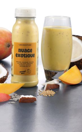 Le Smoothie mangue, coco et avoine graine de lin