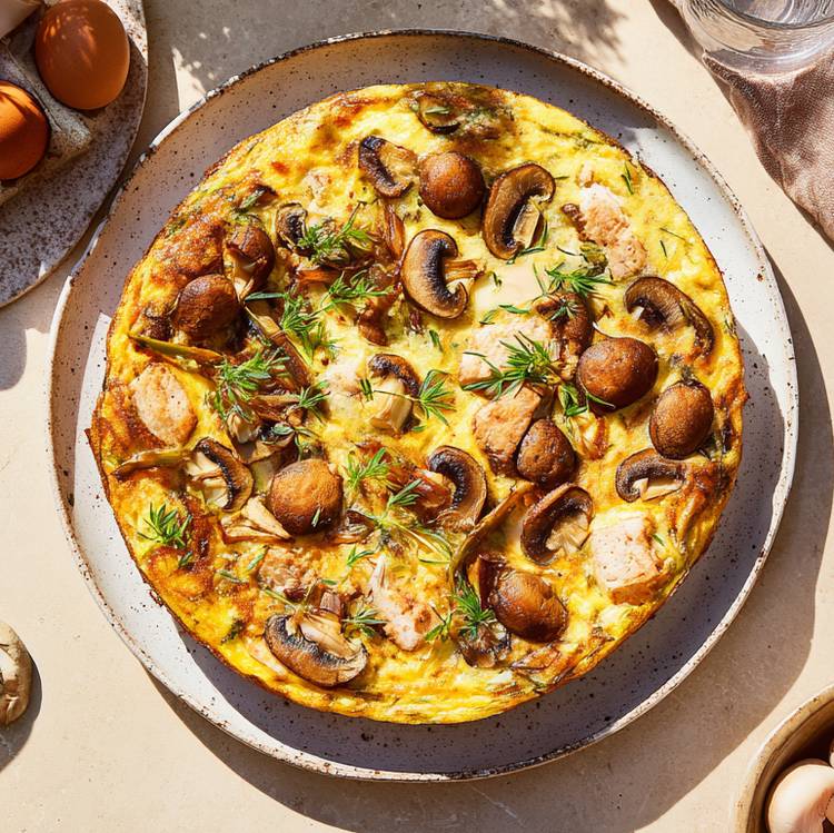 La Frittata aux champignons et au poulet