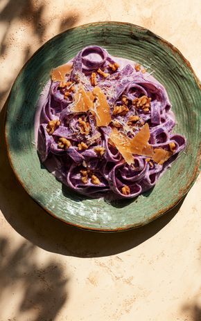 Les Tagliatelles, crème de carotte violette & mimolette